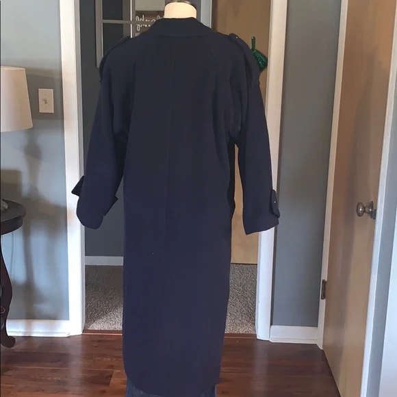 Navy blue double breasted wool coat